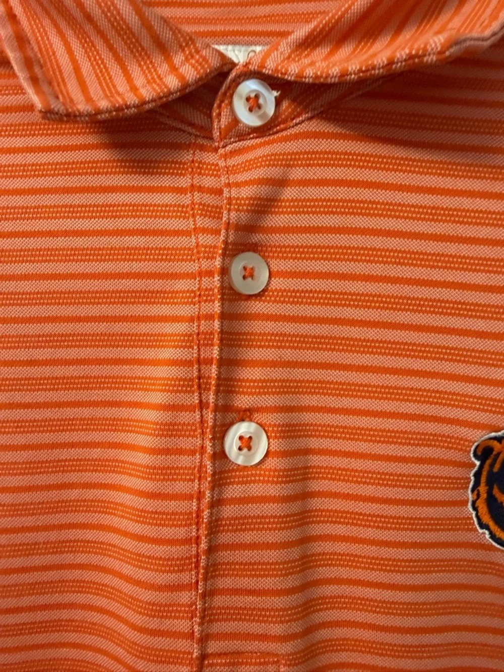 Tommy Bahama Chicago Bears Football Polo Shirt l Orange Stripe Knit Size Medium - Picture 6 of 10